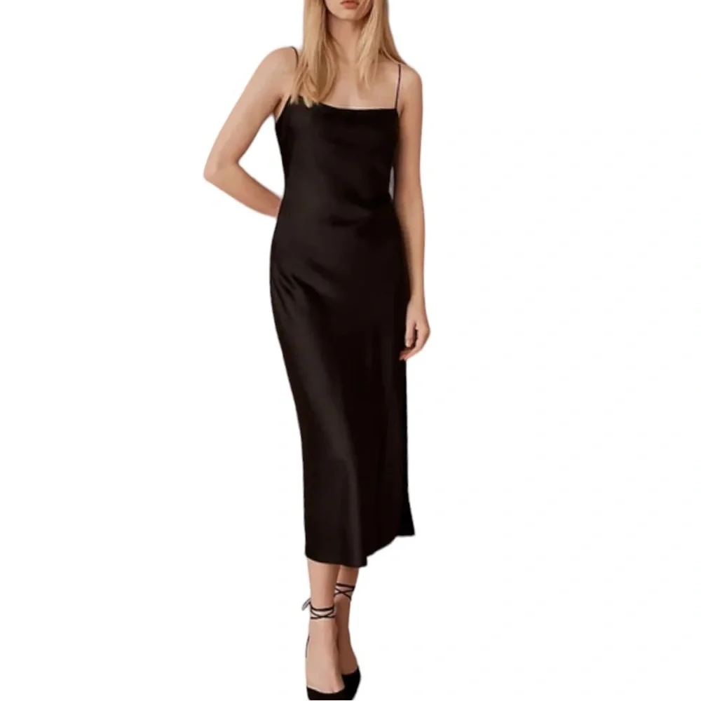 Sachin & Babi BHLDN Stevie Satin 6  Tie-Back Charmeuse Slip Midi New - Picture 8 of 8